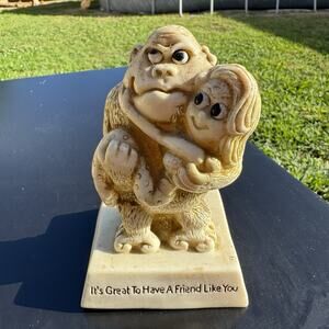 Vintage 1976 Russ Berrie Ape & Girl It's Great To Have a Friend Like You Figure